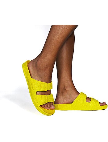 Sandales plates enfant neon