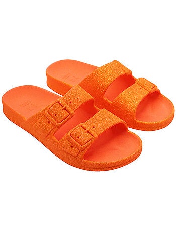 Sandales plates enfant neon