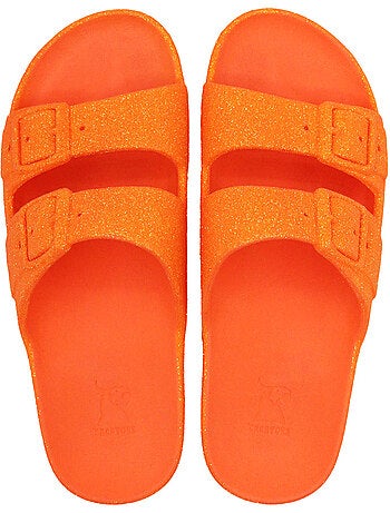Sandales plates enfant neon