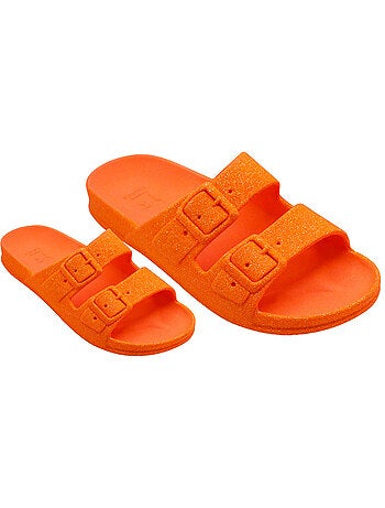 Sandales plates enfant neon