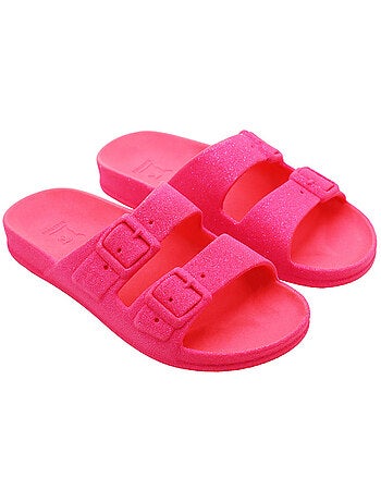 Sandales plates enfant neon