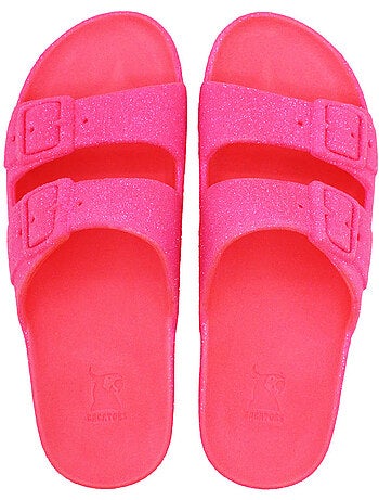 Sandales plates enfant neon