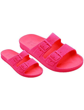 Sandales plates enfant neon
