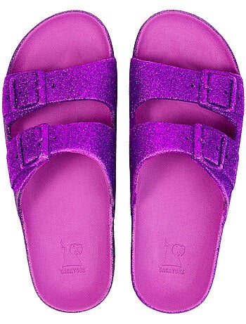 Sandales plates enfant neon
