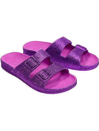 Sandales plates enfant neon