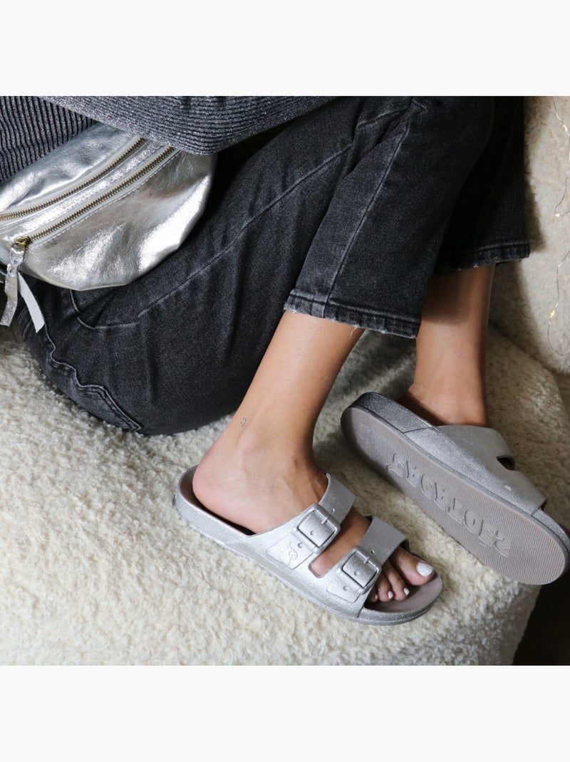 Sandales plates Femme Argent - Kiabi