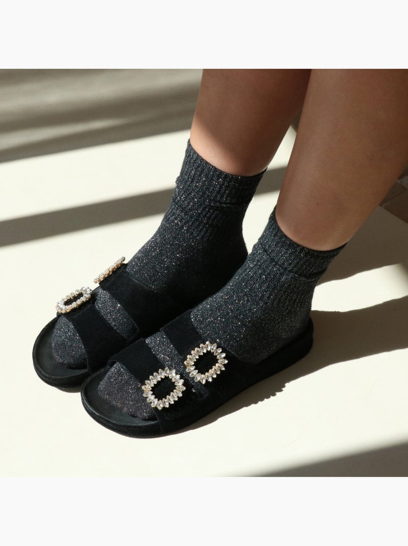 Sandales plates Femme BARRAVET Noir Noir - Kiabi