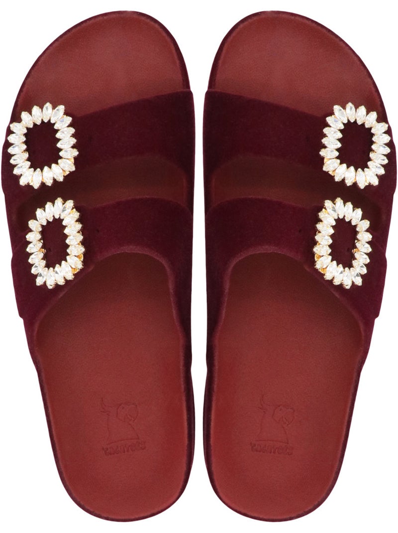 Sandales plates Femme BARRAVET Rouge bordeaux - Kiabi