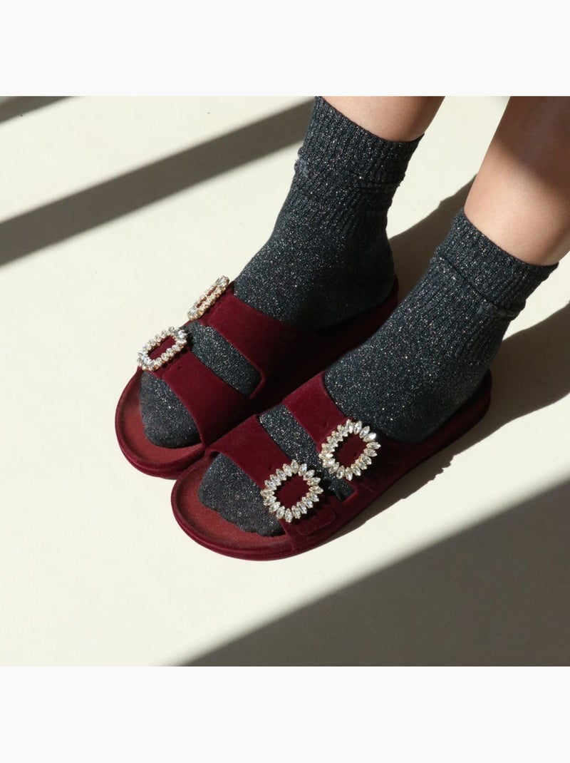 Sandales plates Femme BARRAVET Rouge bordeaux - Kiabi