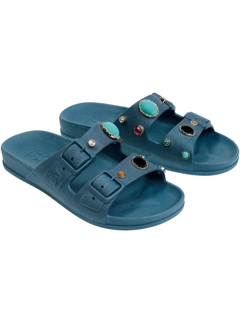 Sandales plates Femme Bleu jean - Kiabi