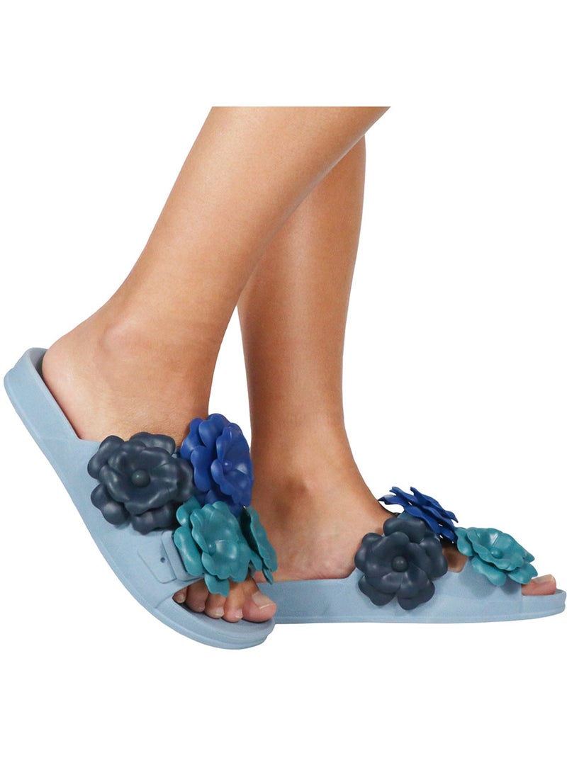 Sandales plates Femme Bleu Multicolore - Kiabi