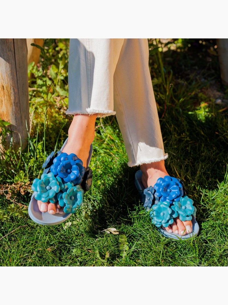 Sandales plates Femme Bleu Multicolore - Kiabi