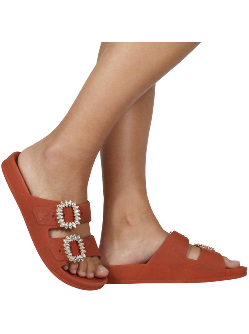 Sandales plates Femme Brique - Kiabi