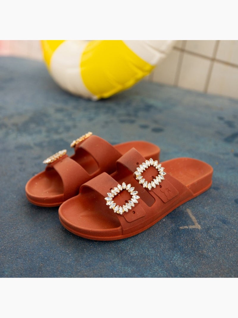 Sandales plates Femme Brique - Kiabi