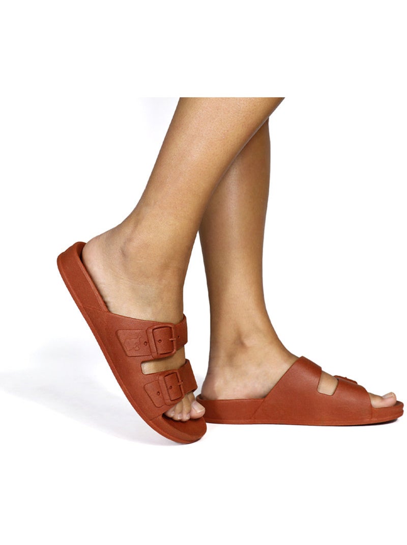 Sandales plates Femme Brique - Kiabi