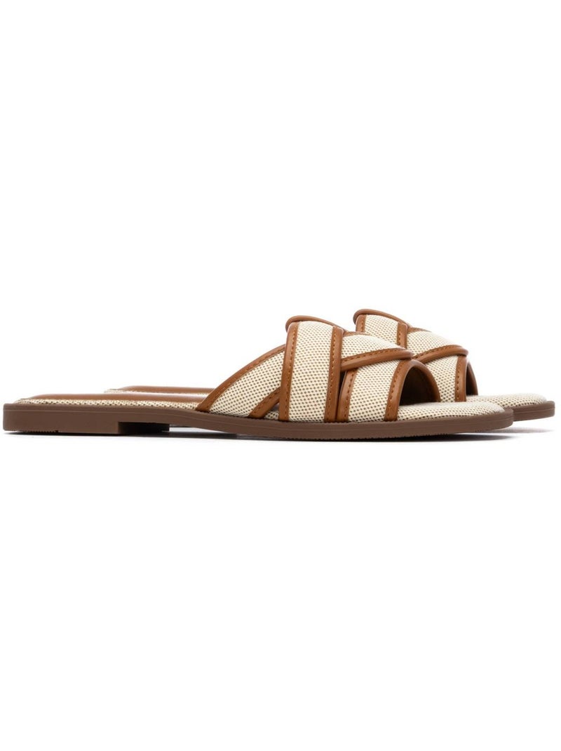 Sandales plates femme Camel - Kiabi