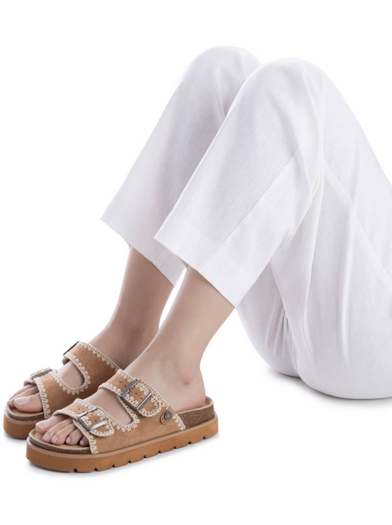 Sandales plates femme Camel - Kiabi