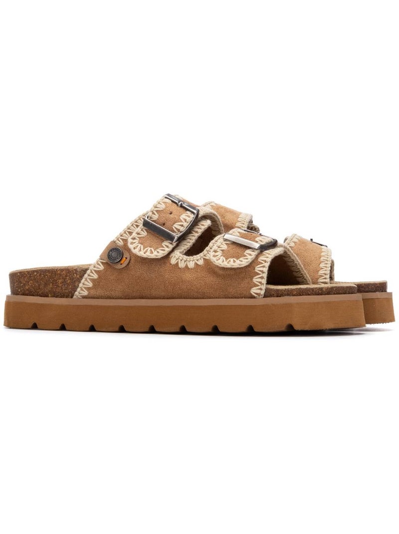 Sandales plates femme Camel - Kiabi