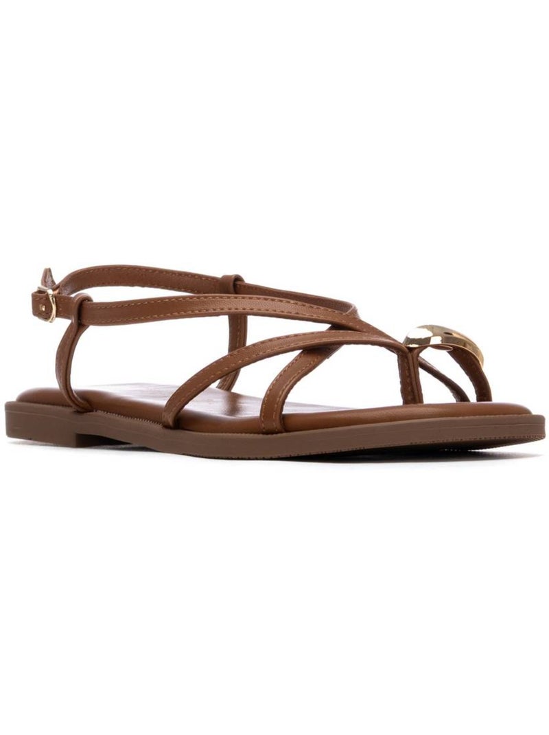Sandales plates femme Camel - Kiabi