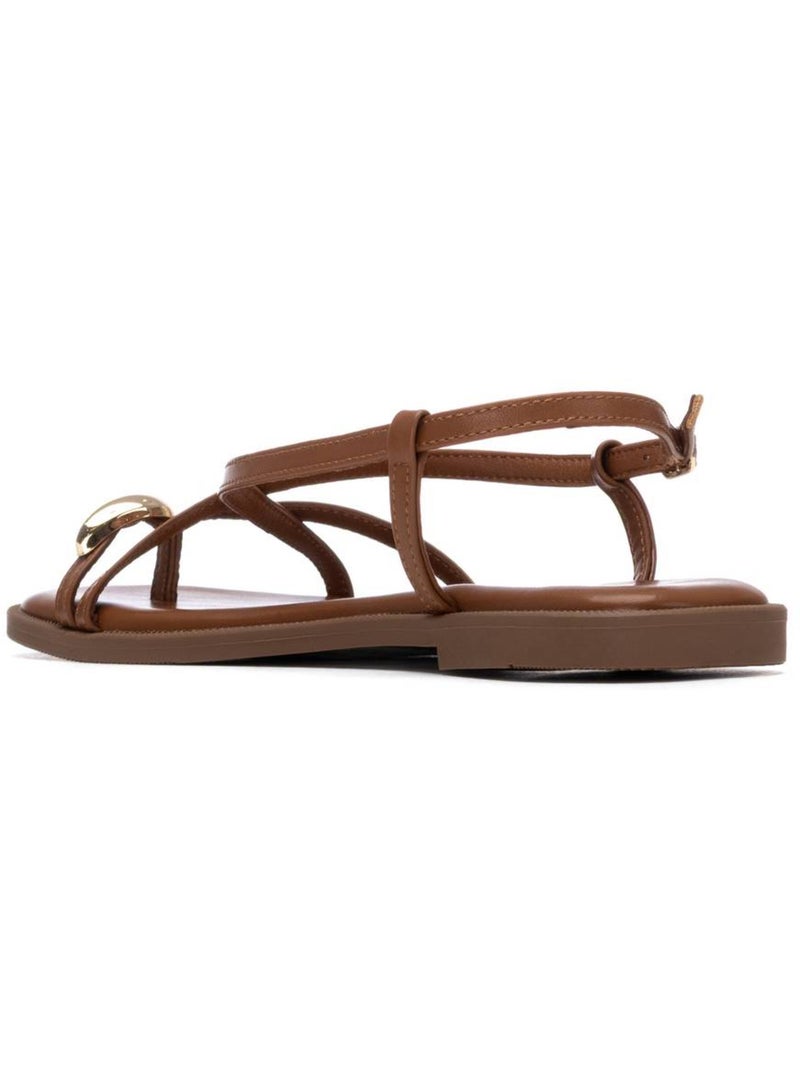 Sandales plates femme Camel - Kiabi