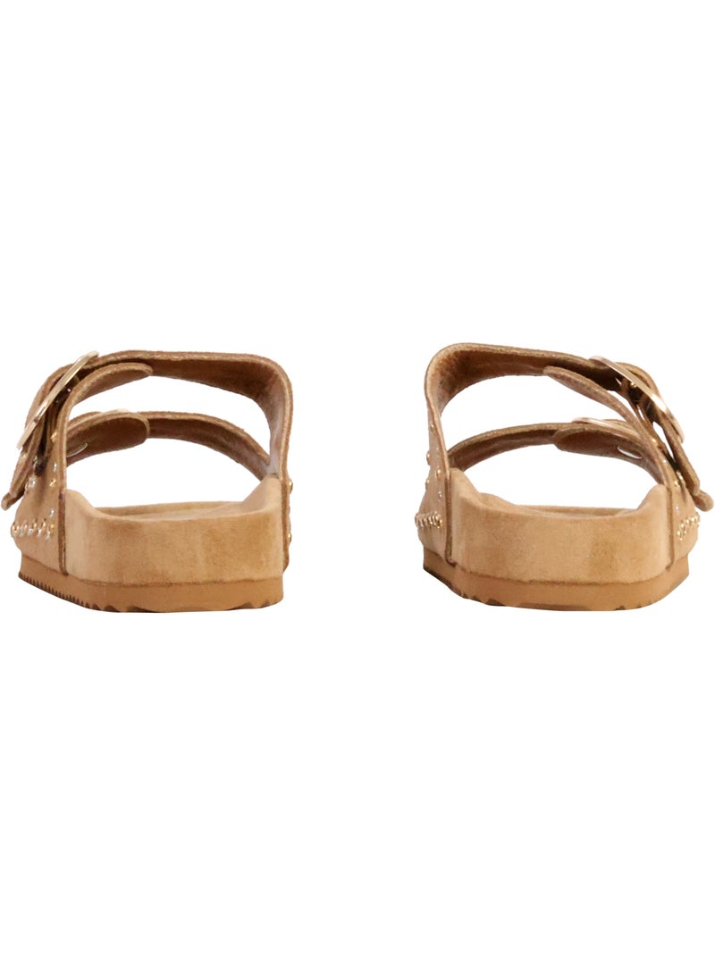 Sandales plates femme Camel - Kiabi