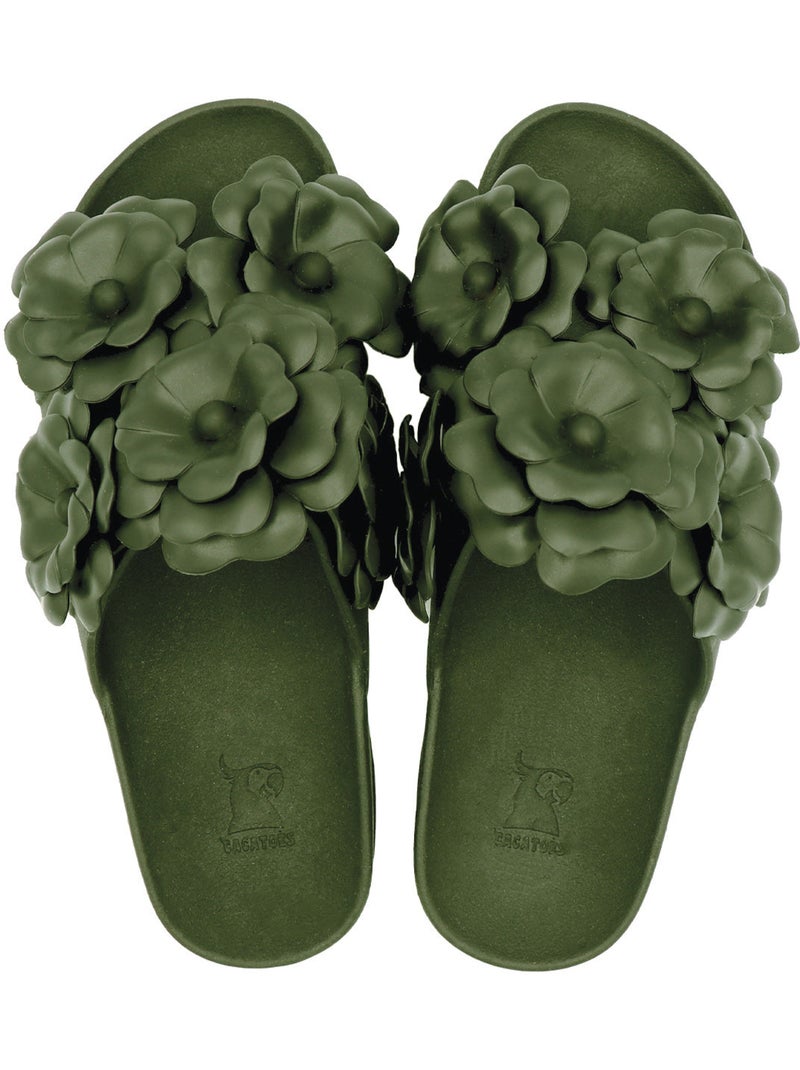 Sandales plates Femme CAMELIA Kaki foncé - Kiabi