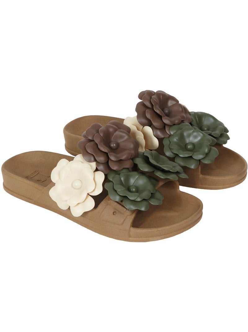 Sandales plates Femme Camel/Multicolore - Kiabi