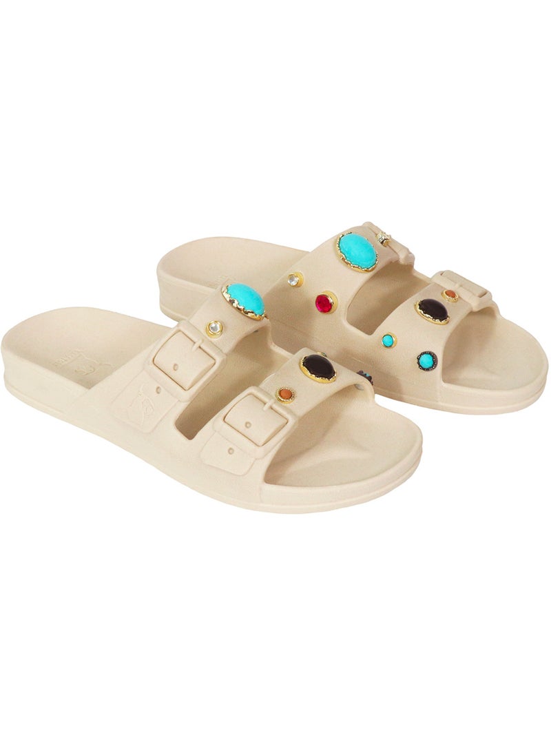 Sandales plates Femme Craie - Kiabi