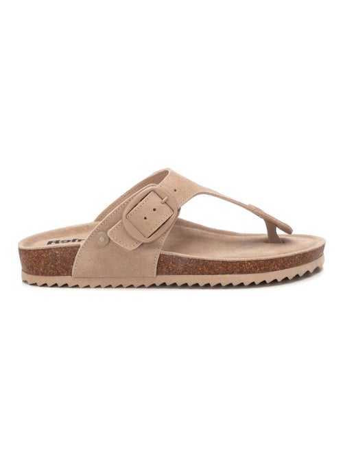 Sandales plates femme en cuir - Kiabi