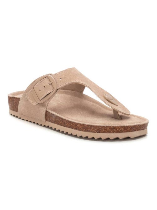 Sandales plates femme en cuir - Kiabi
