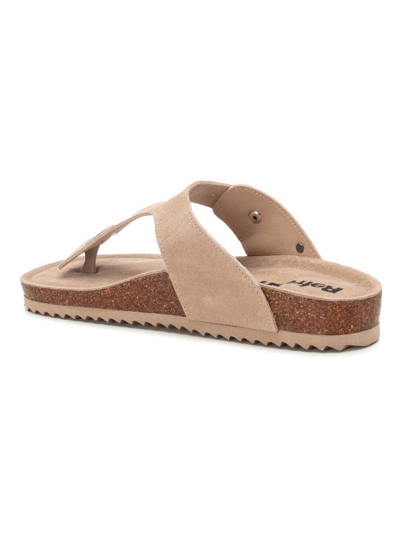 Sandales plates femme en cuir Beige - Kiabi