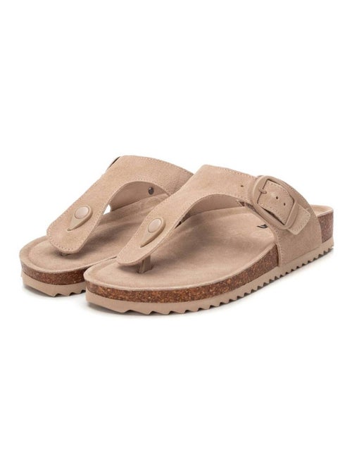 Sandales plates femme en cuir - Kiabi