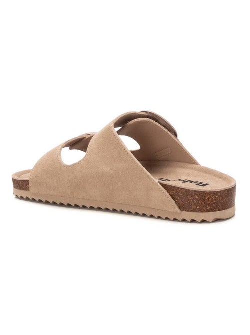 Sandales plates femme en cuir - Kiabi