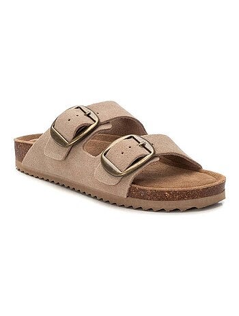 Sandales plates femme en cuir