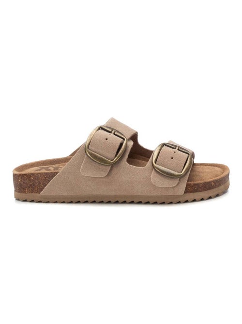 Sandales plates femme en cuir - Kiabi