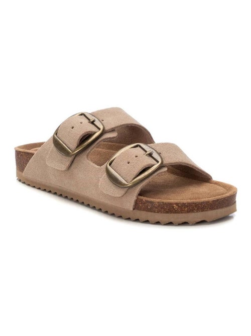 Sandales plates femme en cuir - Kiabi