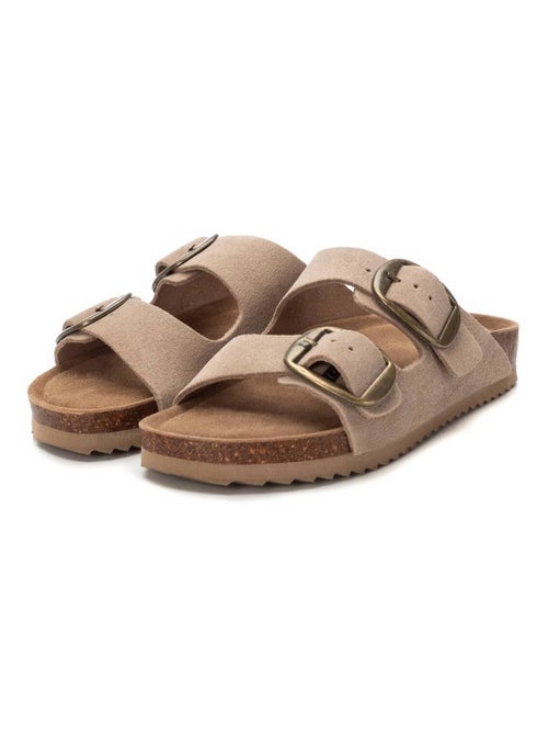 Sandales plates femme en cuir - Kiabi