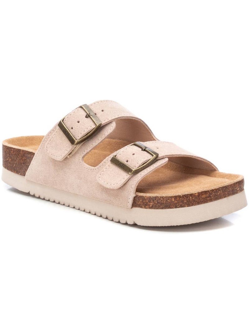 Sandales plates femme en cuir Beige - Kiabi