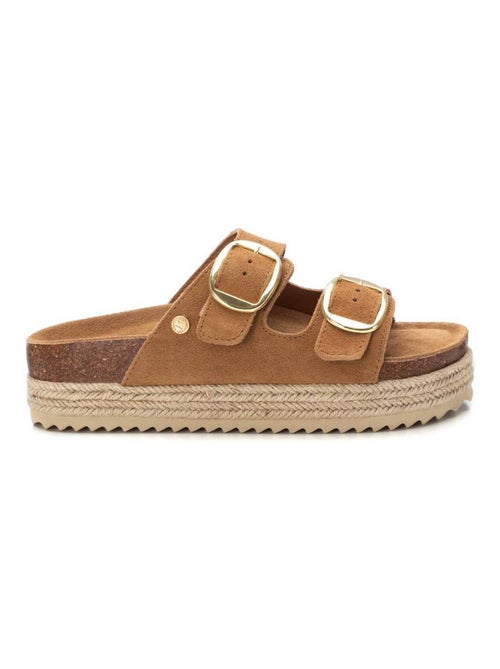 Sandales plates femme en cuir - Kiabi