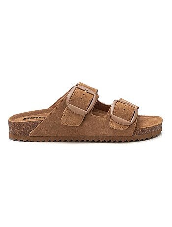 Sandales plates femme en cuir