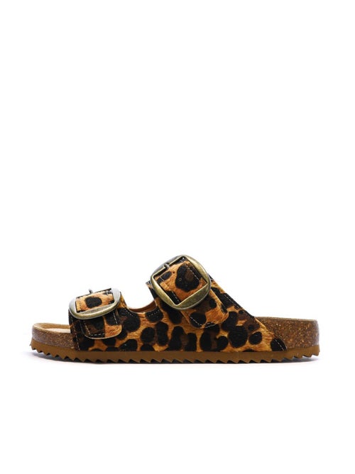 Sandales plates femme en cuir - Kiabi