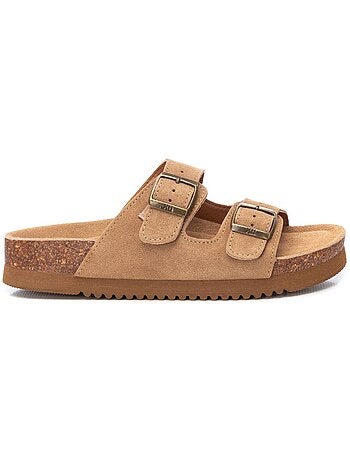 Sandales plates femme en cuir