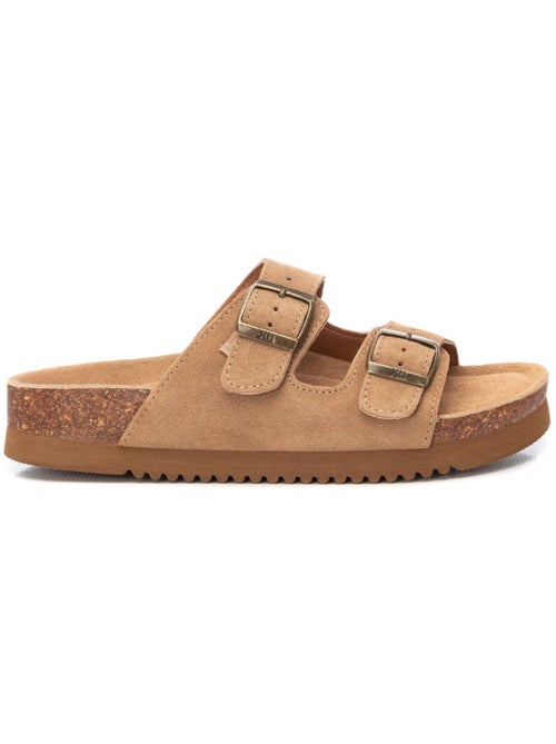 Sandales plates femme en cuir - Kiabi