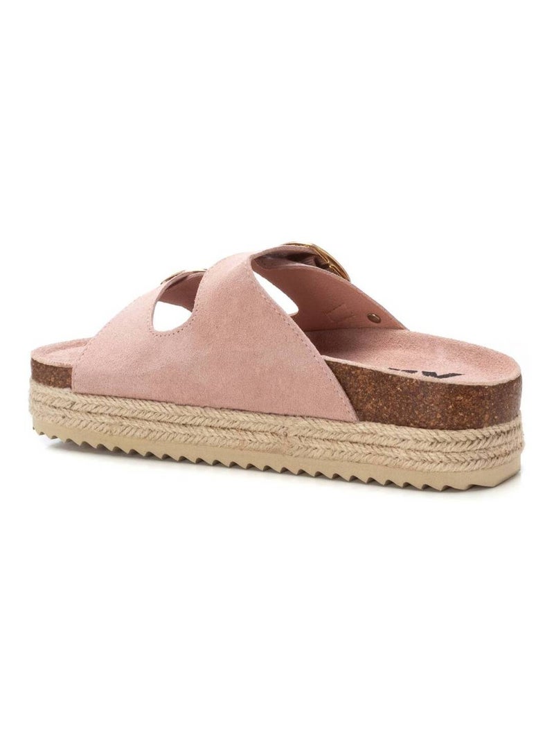 Sandales plates femme en cuir Crème - Kiabi