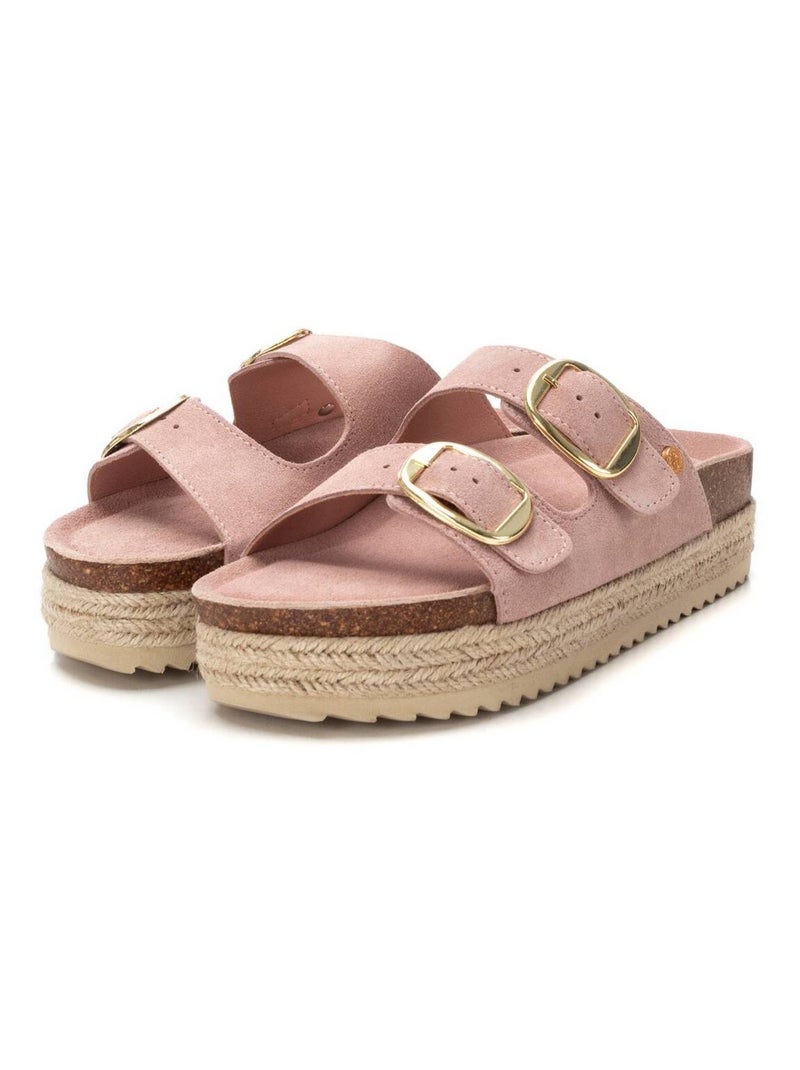 Sandales plates femme en cuir Crème - Kiabi
