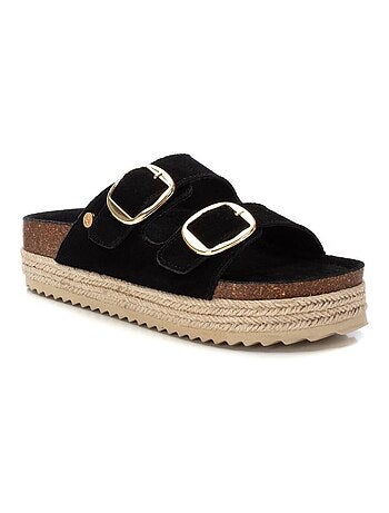 Sandales plates femme en cuir