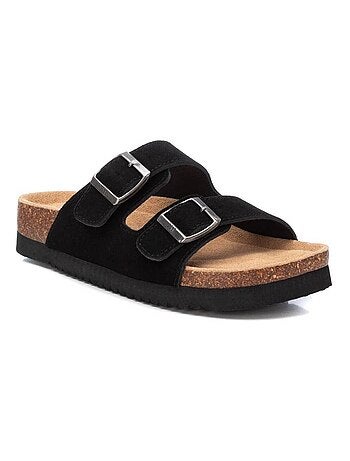 Sandales plates femme en cuir