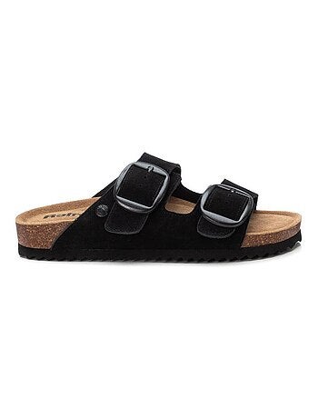 Sandales plates femme en cuir