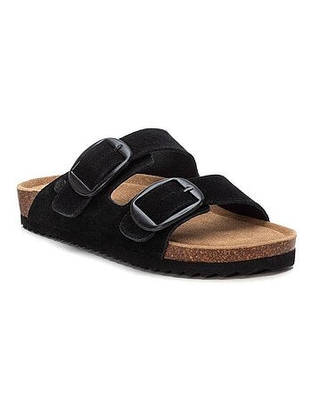 Sandales plates femme en cuir