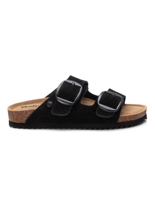 Sandales plates femme en cuir - Kiabi